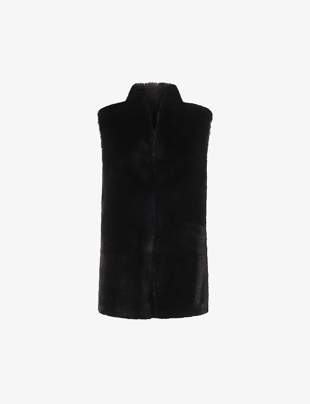 Whistles Faux Fur Vest In Black