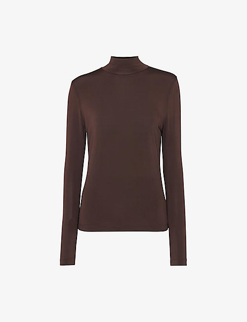 WHISTLES: High-neck long-sleeve stretch-woven top