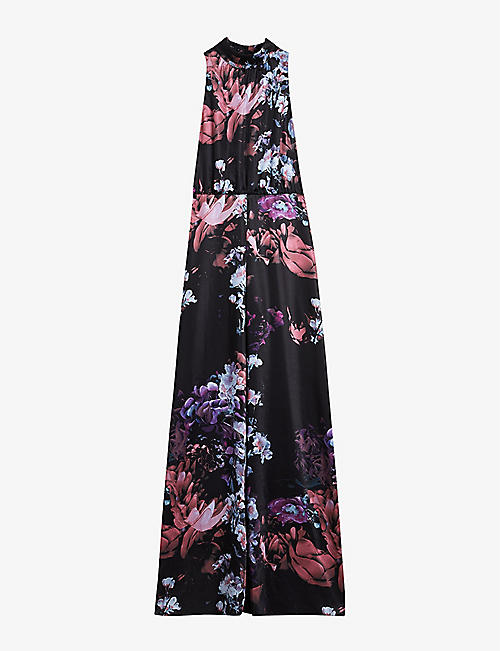 TED BAKER: Marleeh floral-print satin jumpsuit