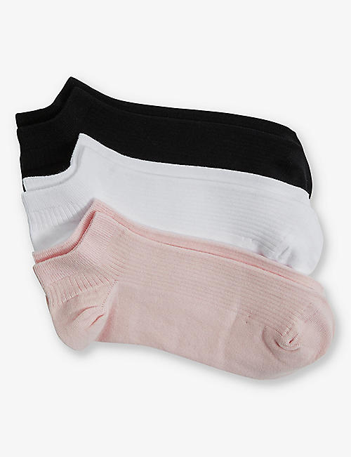 REISS: Callie pack-of-three stretch-cotton trainer socks