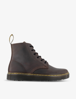 DR. MARTENS' DR. MARTENS MEN'S DARK BROWN CRAZY HORSE THURSTON CHUKKA LEATHER BOOTS