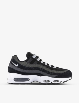 Nike Mens Black Pure Platinum Anth Air Max 95 Brand-embroidered Leather And Mesh Low-top Trainers