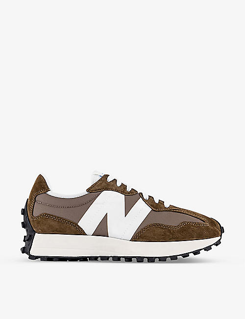 NEW BALANCE: 327 brand-patch suede and shell low-top trainers