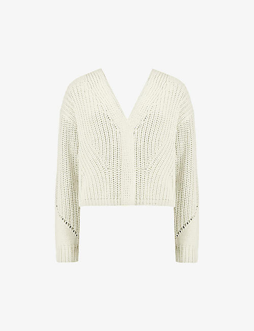RO&ZO: V-neck relaxed-fit knitted cardigan