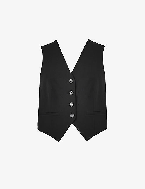 RO&ZO: V-neck sleeveless stretch-woven waistcoat