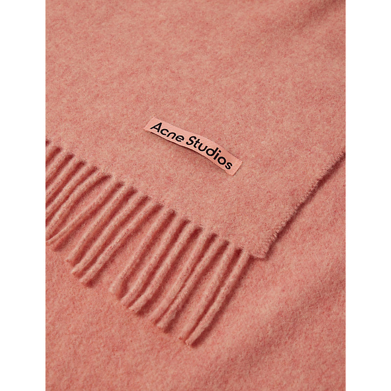 Shop Acne Studios Womens Rose Melange Canada New Fringed-trim Wool Scarf