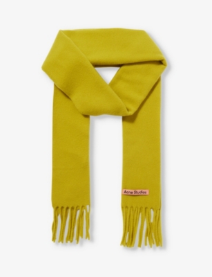 ACNE STUDIOS ACNE STUDIOS WOMEN'S ACID YELLOW CANADA LOGO-PATCH WOOL SCARF