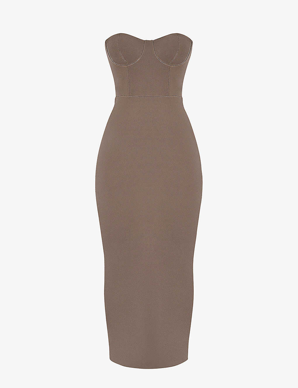 House Of Cb Womens Taupe Lucia Corseted Stretch-woven Maxi Dress