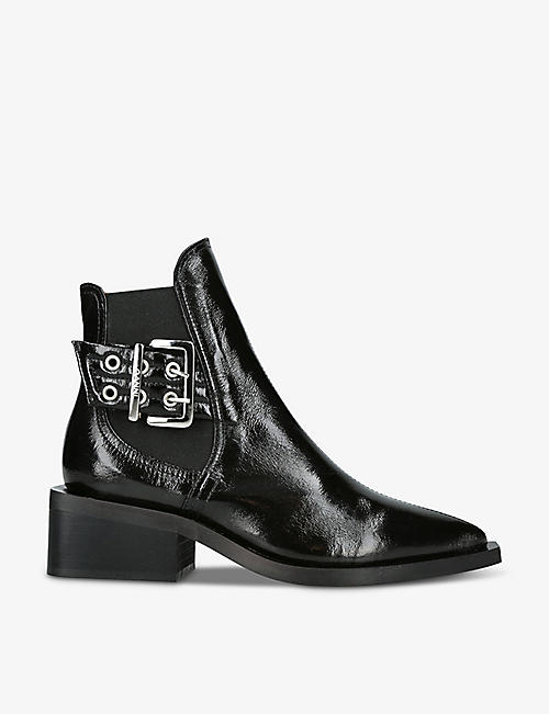 GANNI: Buckle-embellished faux-leather Chelsea boots