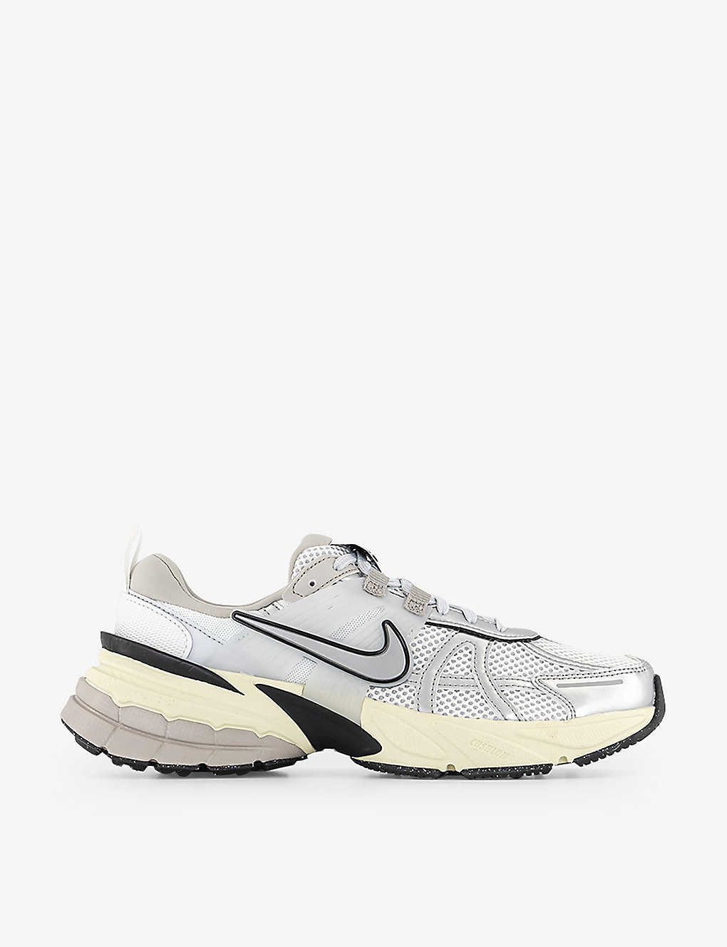 Shop Nike Womens White Silver V2k Run Chunky-sole Woven Low-top Trainers