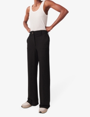 The White Company Womens Black Wide-leg High-rise Stretch-woven Trousers In Black