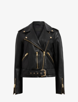 ALLSAINTS: Balfern belted-hem leather biker jacket