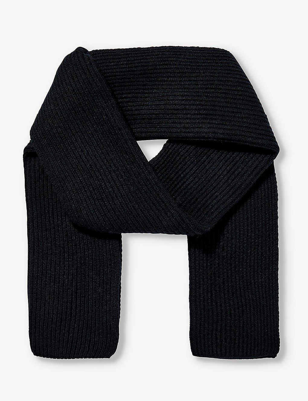 Johnstons Womens Black Ribbed Cashmere Scarf
