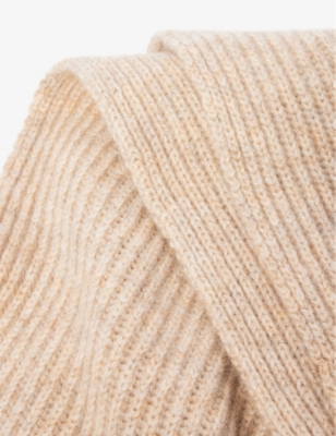 Shop Johnstons Women's Oatmeal Ribbed Cashmere Scarf