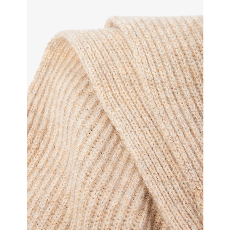 Shop Johnstons Women's Oatmeal Ribbed Cashmere Scarf