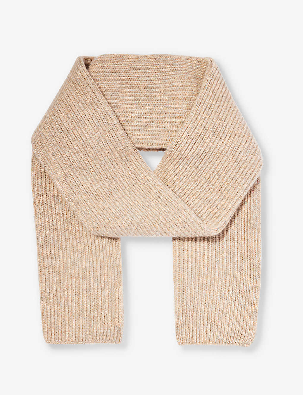 Johnstons Womens Oatmeal Ribbed Cashmere Scarf