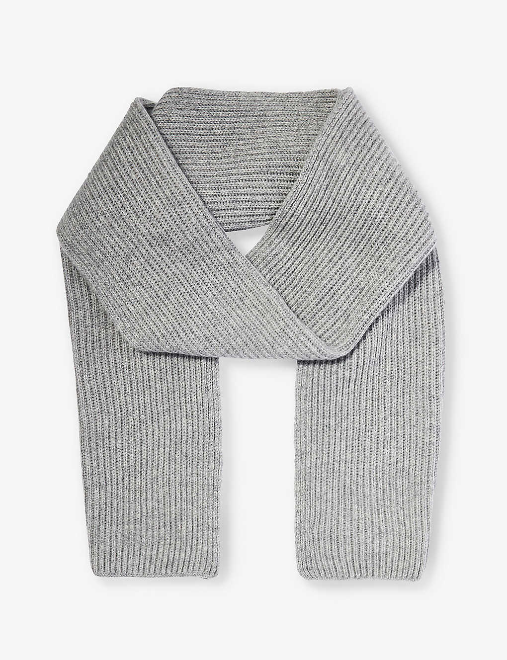 Johnstons Womens Sfa Light Grey Ribbed Cashmere Scarf