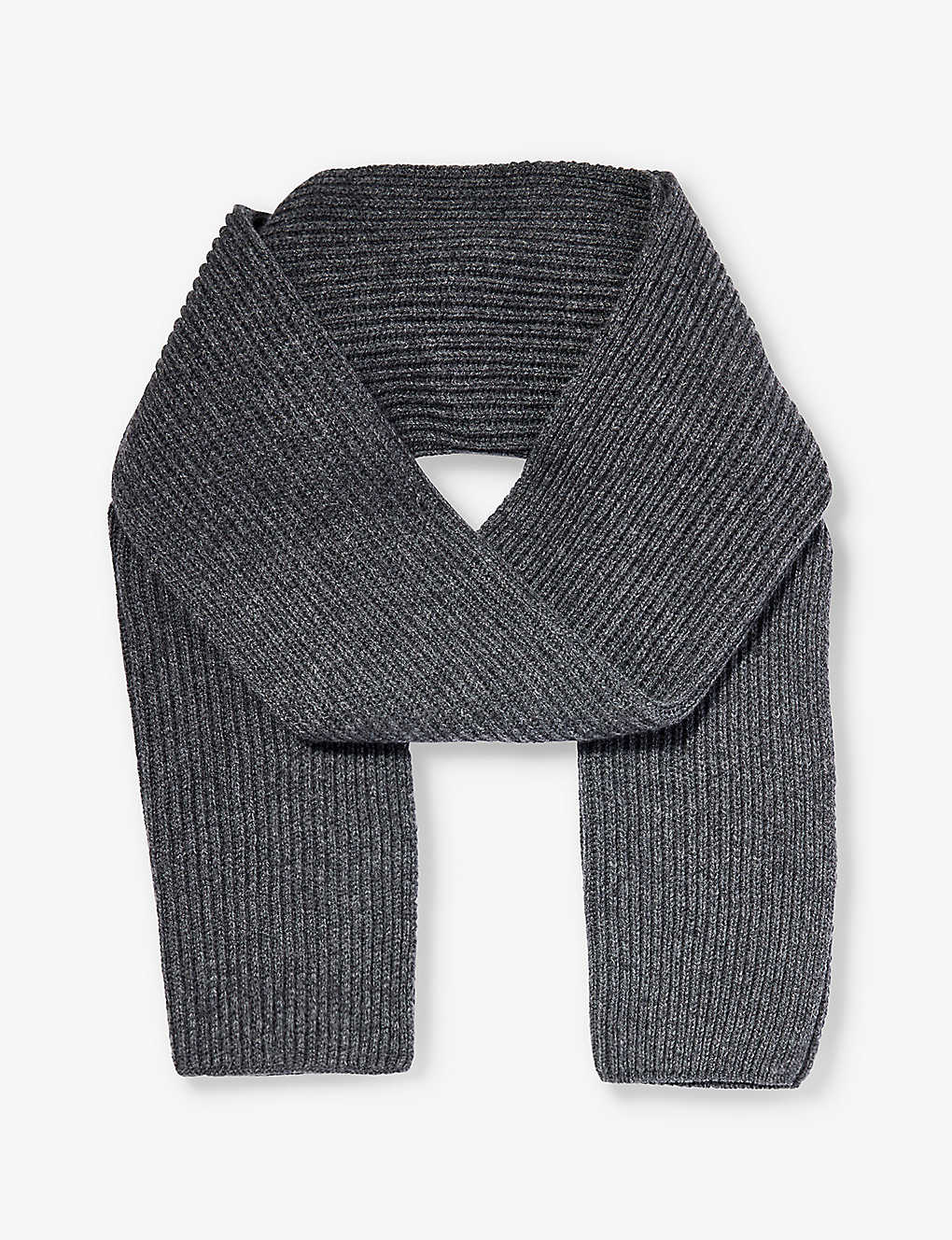 Johnstons Womens Sfa Mid Grey Ribbed Cashmere Scarf