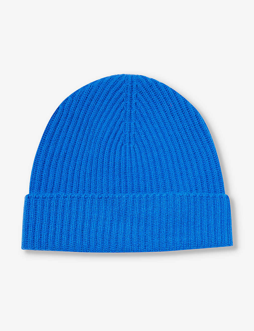 Johnstons Womens Orkney Blue Ribbed Folded-brim Cashmere Beanie