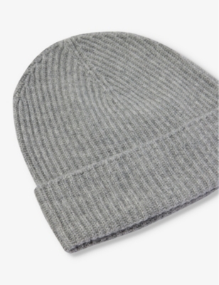 Shop Johnstons Ribbed Folded-brim Cashmere Beanie In Sfa Light Grey