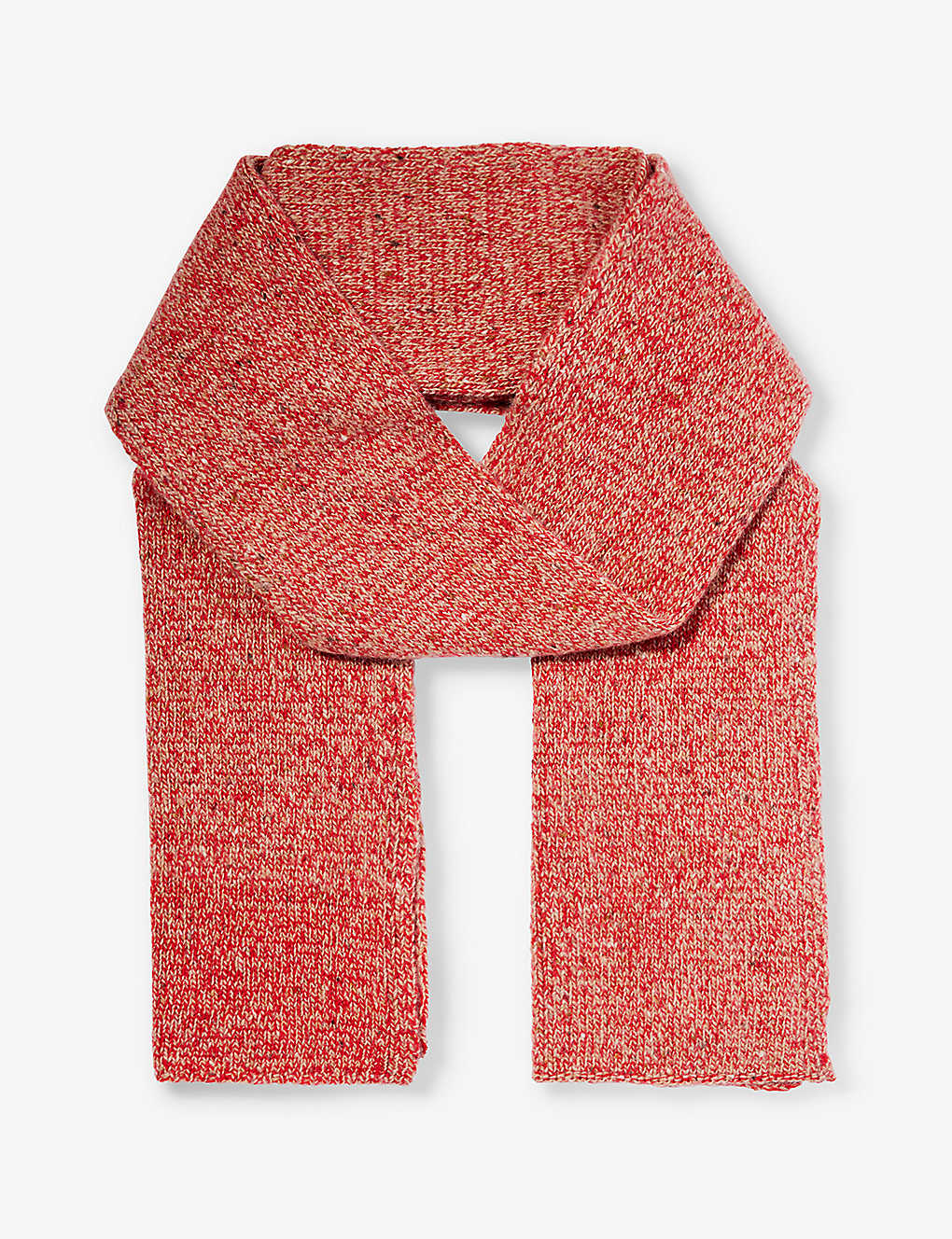 Johnstons Brushed-texture Rectangular-shape Cashmere Scarf In Camel Donegal/red Marl