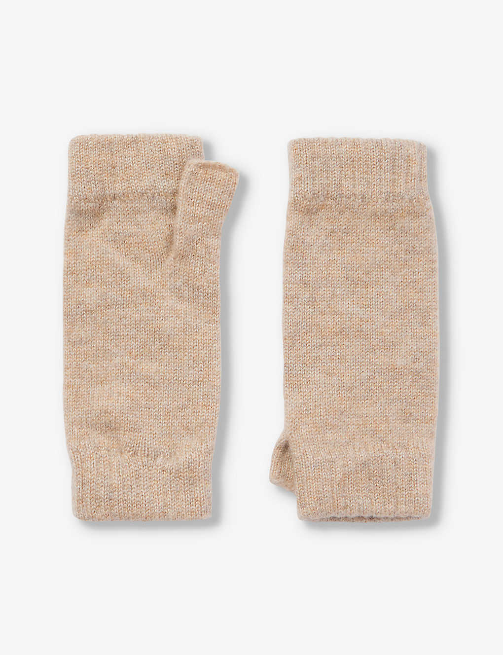 Johnstons Womens Oatmeal Ribbed-cuff Cashmere Wrist Warmers