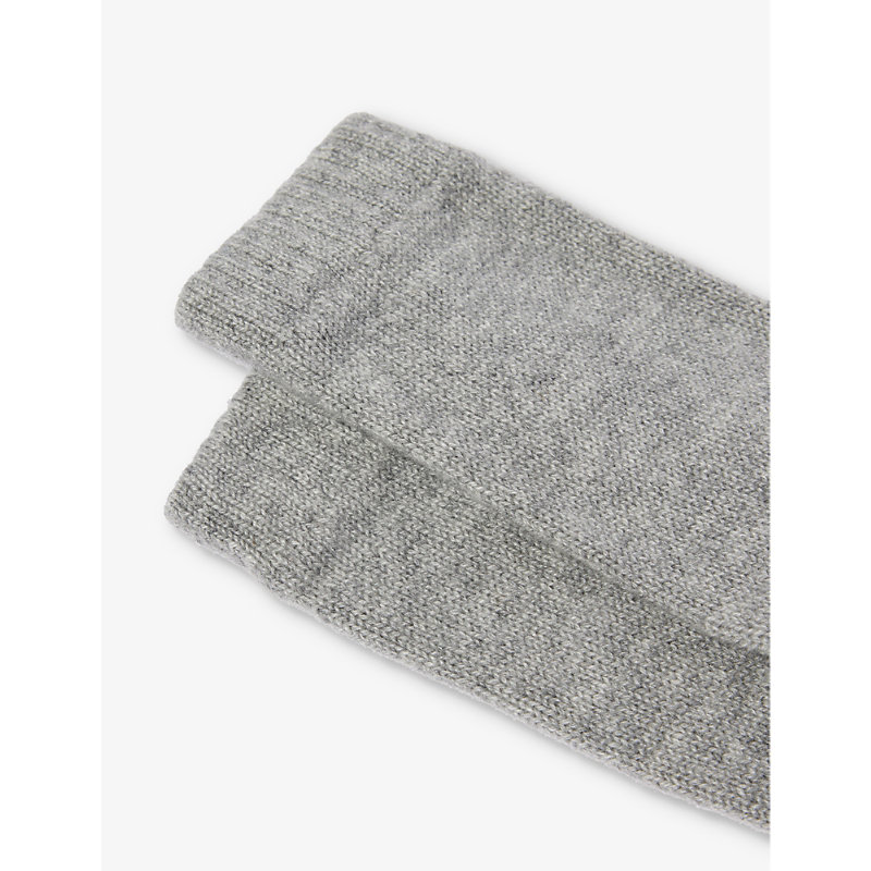 Shop Johnstons Ribbed-cuff Cashmere Wrist Warmers In Sfa Light Grey