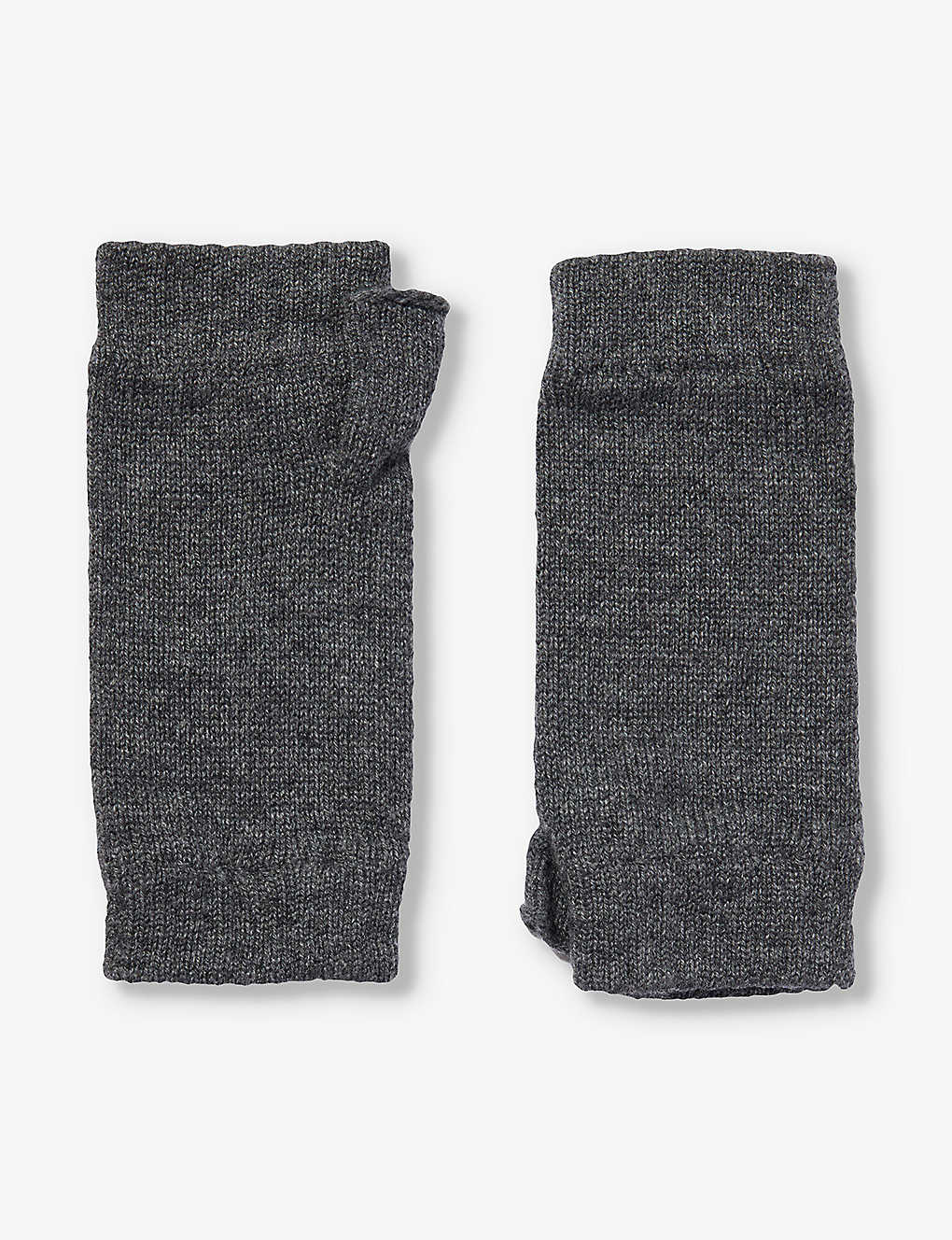 Johnstons Womens Sfa Mid Grey Ribbed-cuff Cashmere Wrist Warmers