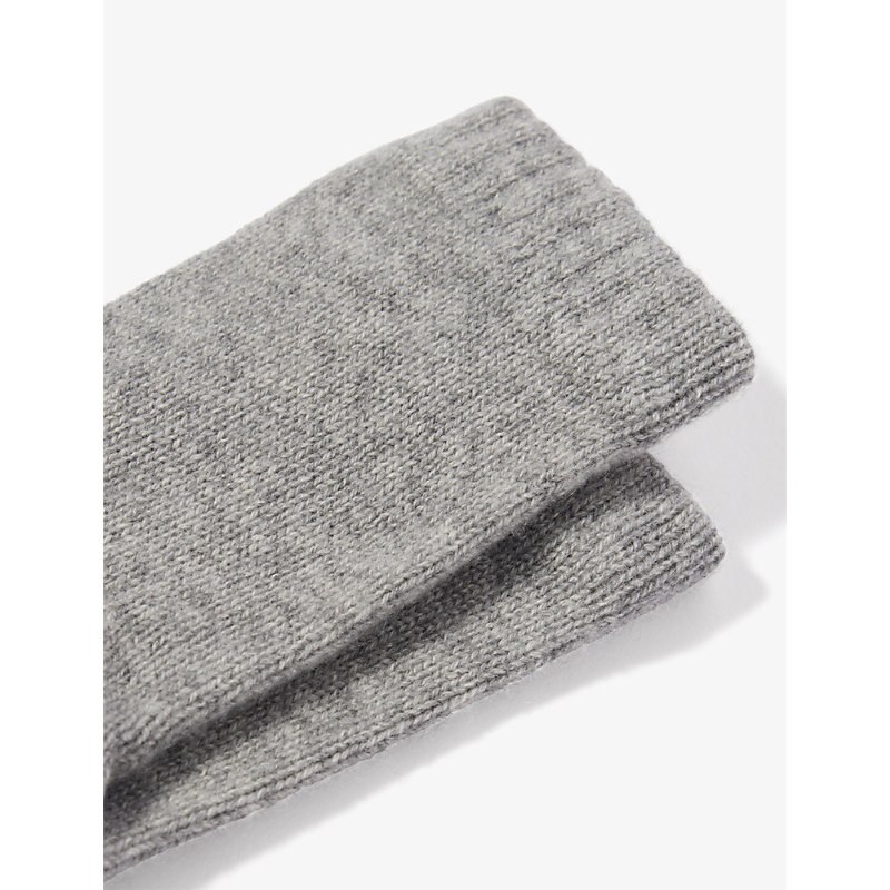 Shop Johnstons Ribbed-cuff Knitted Cashmere Gloves In Sfa Light Grey
