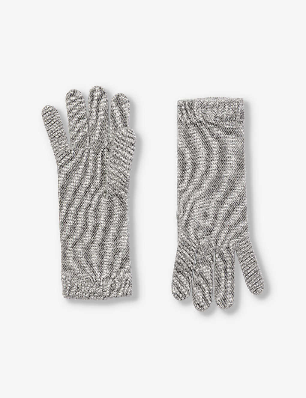 Johnstons Womens Sfa Light Grey Ribbed-cuff Knitted Cashmere Gloves