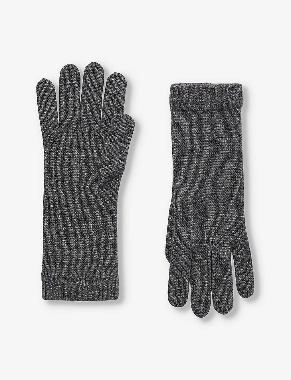 Johnstons Womens Sfa Mid Grey Ribbed-cuff Knitted Cashmere Gloves