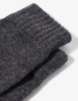 Shop Johnstons Fingerless Ribbed-trim Cashmere Gloves In Sfa Mid Grey