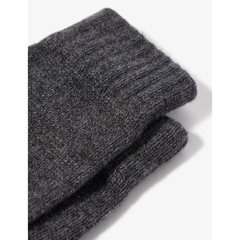 Shop Johnstons Fingerless Ribbed-trim Cashmere Gloves In Sfa Mid Grey