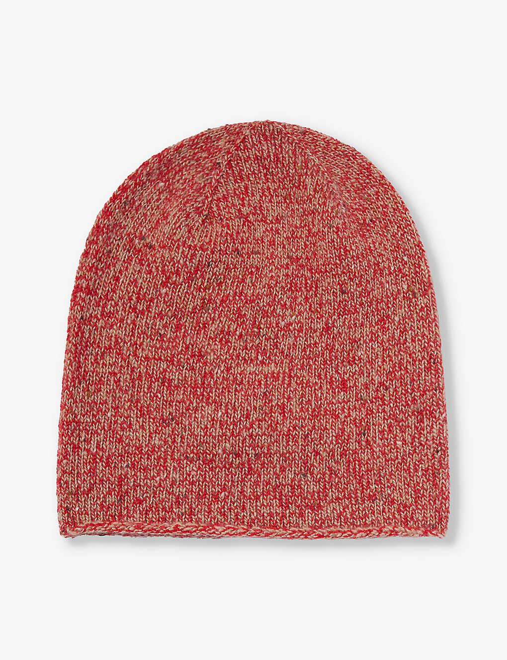 Johnstons Speckled Cashmere Beanie In Camel Donegal/red Marl