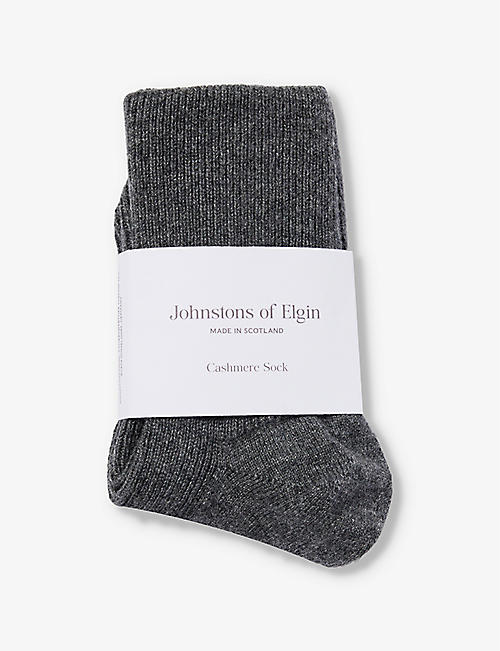 JOHNSTONS: Ribbed knitted cashmere-blend socks