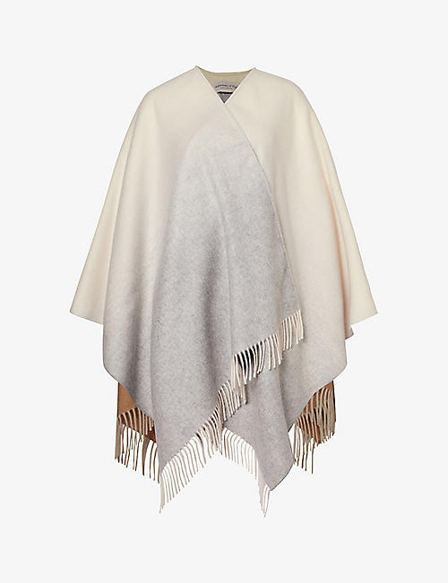 JOHNSTONS: Fringed-trim shawl-neck cashmere shawl
