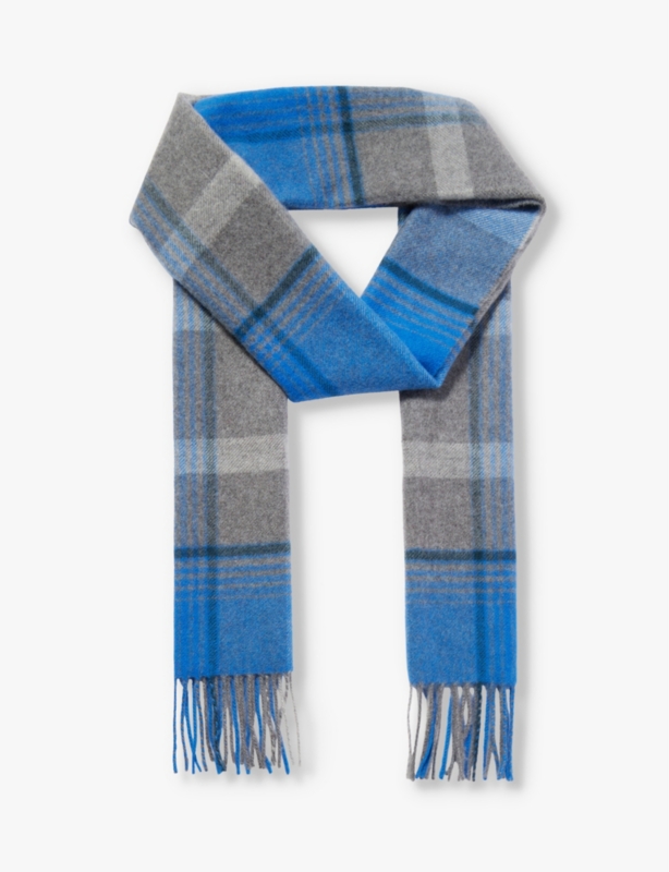 Fringe-trim brushed cashmere scarf
