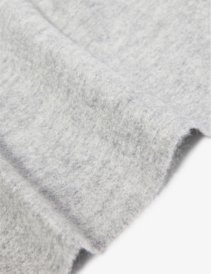 Shop Johnstons Fringe-trim Brushed Cashmere Scarf In Light Grey