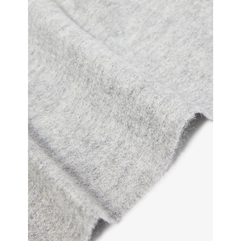Shop Johnstons Fringe-trim Brushed Cashmere Scarf In Light Grey