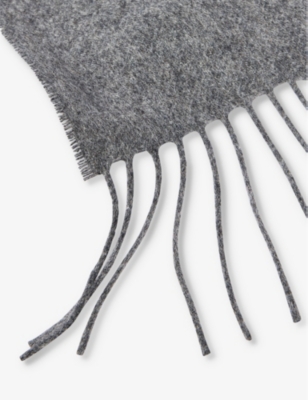 Shop Johnstons Women's Mid Grey Fringe-trim Brushed Cashmere Scarf