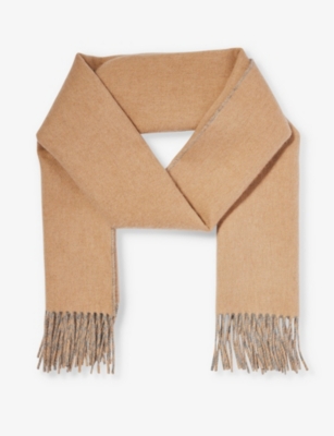 JOHNSTONS: Fringe-edged reversible cashmere scarf