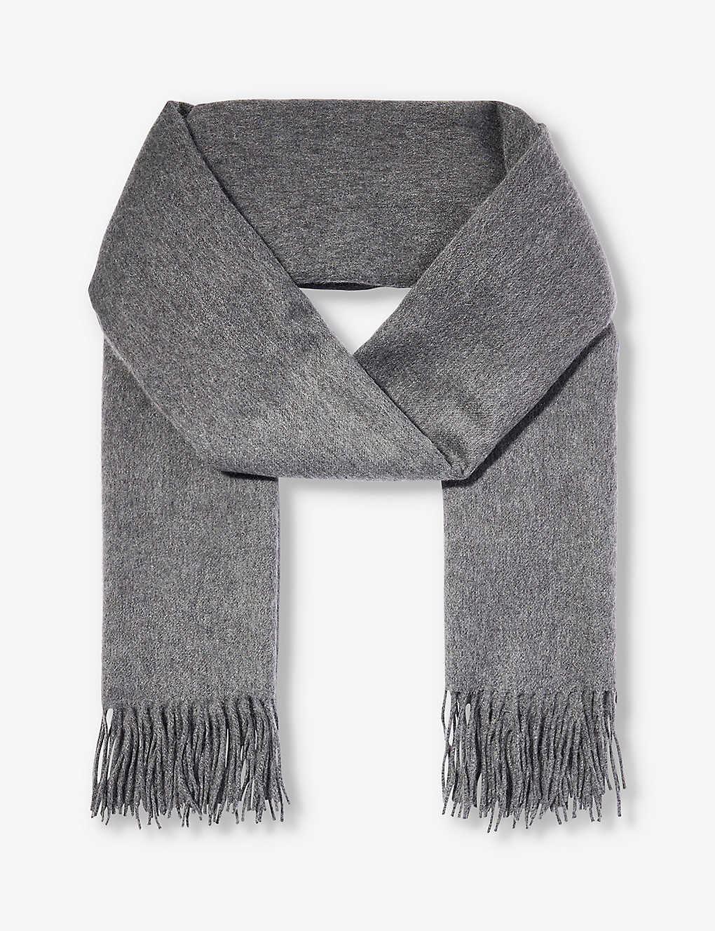 Johnstons Womens Mid Grey Fringed-trim Cashmere Scarf