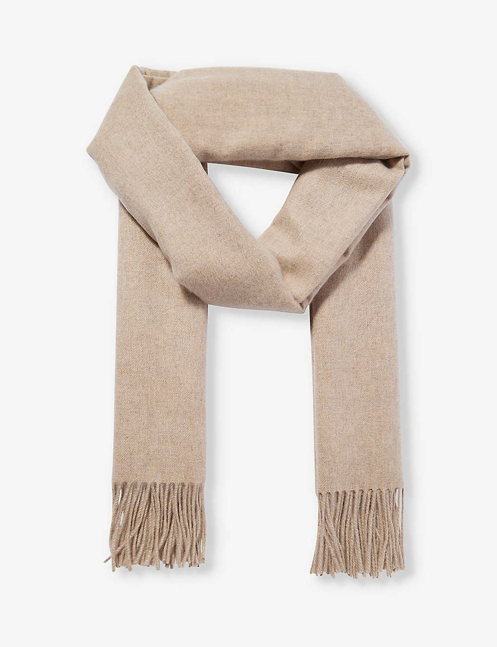 Johnstons Womens Oatmeal Fringed-trim Cashmere Scarf
