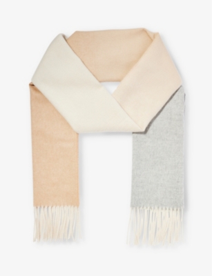 JOHNSTONS: Ombre-print tassel-trim cashmere scarf