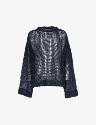 AIREI - Crochet-knit semi-sheer alpaca wool-blend jumper