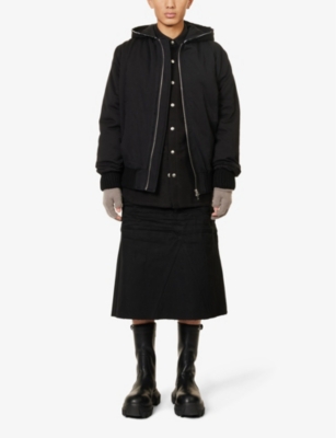 Shop Airei Refuge Regular-fit Organic-cotton Hooded Bomber Jacket In Black