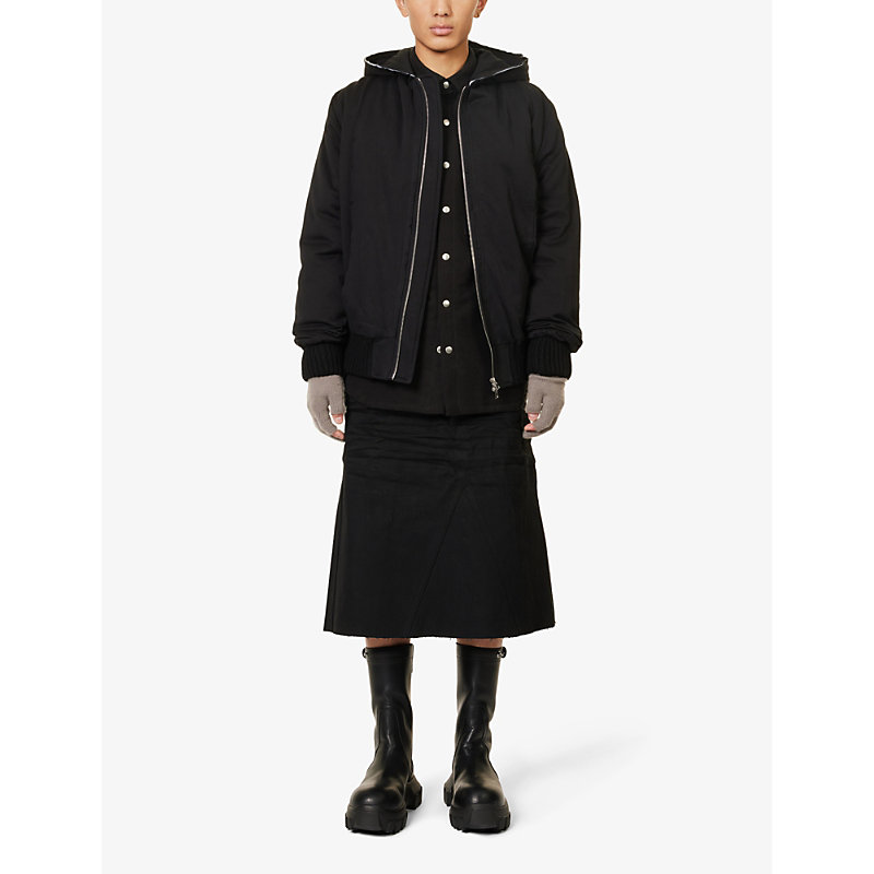 Shop Airei Refuge Regular-fit Organic-cotton Hooded Bomber Jacket In Black