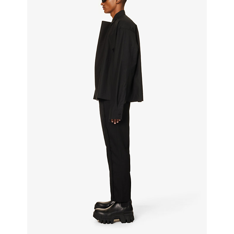 Shop Airei Asymmetric-front Oversized-fit Cotton-poplin In Black