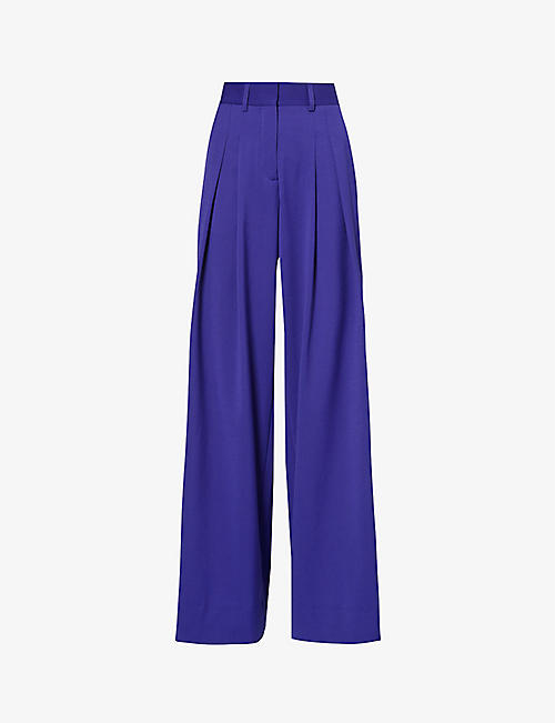 ME AND EM: Pleat-front wide-leg recycled-polyester and wool-blend trousers