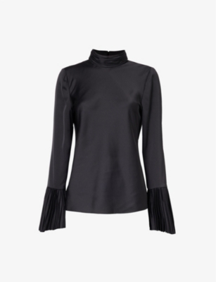 ME AND EM: Statement flared-sleeved recycled polyester-blend top